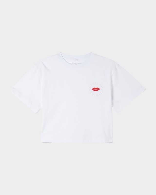 Girl's Lip Logo Disc Print Short-Sleeve T-Shirt, Size 4-8